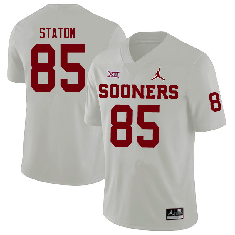 Men #85 Devin Staton Oklahoma Sooners Jordan Brand College Football Jerseys Sale-White - Click Image to Close
